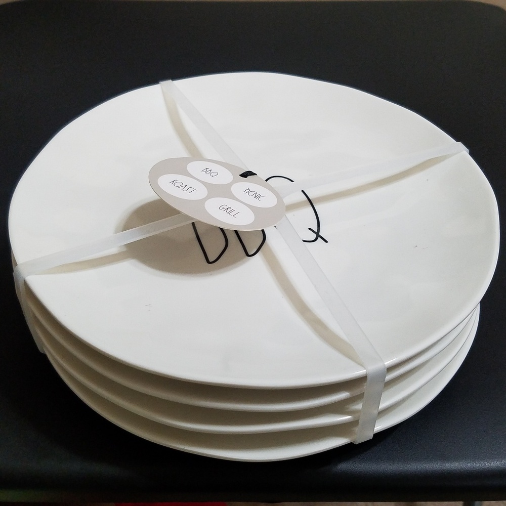 Rae Dunn 8" Melamine Plates NEW Set of 4